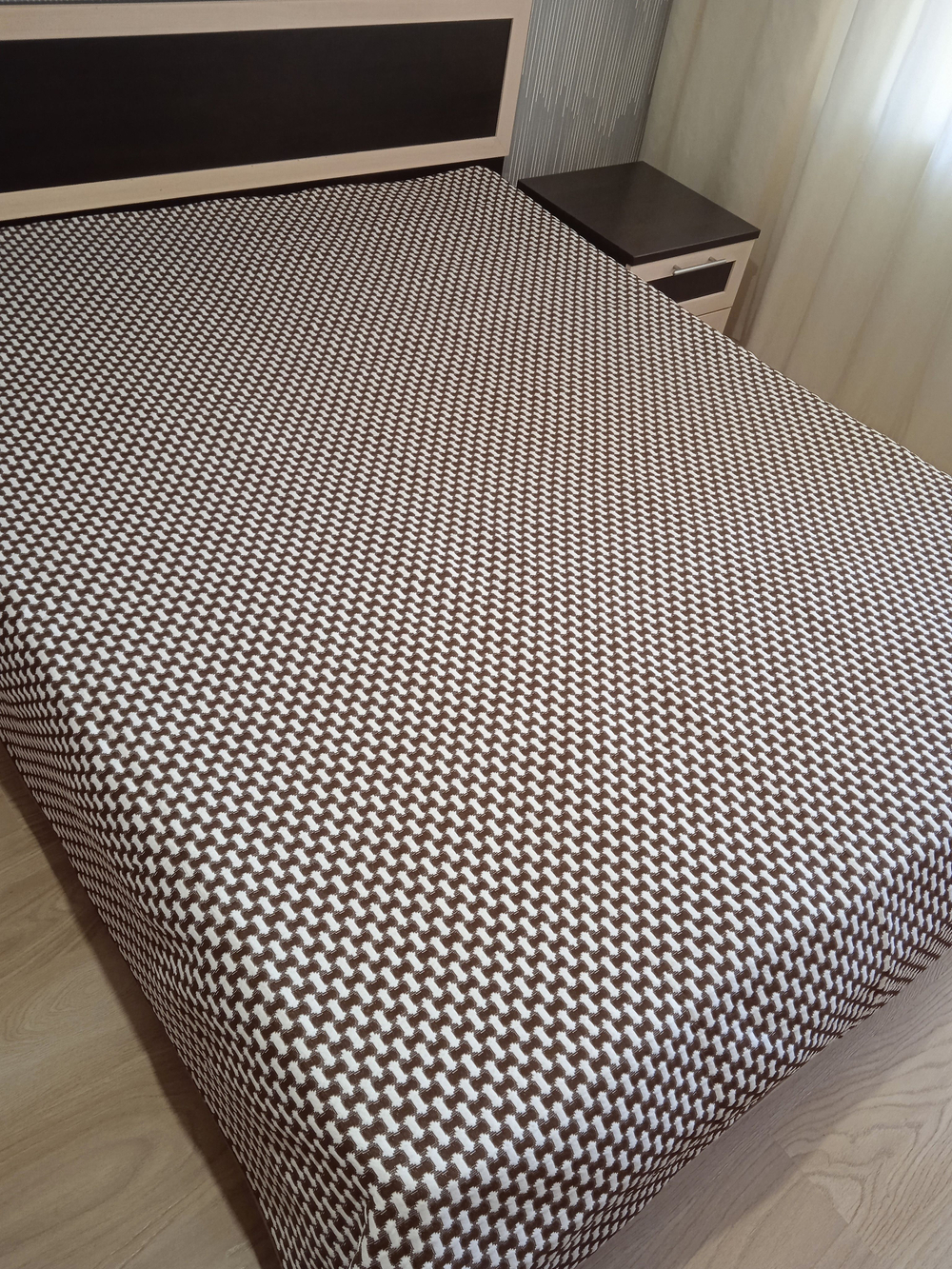 Покрывало жаккардовое двухстороннее Нежность 299-23 коричневый,белый 2.0 (180х200)