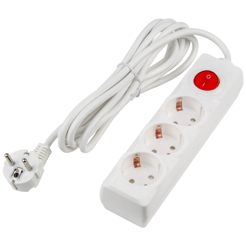 S-GCU3-3B WHITE Удлинитель серии Ultra, шнур 3м., 3 гнезда, 16A, с/з. Белый. TM Uniel