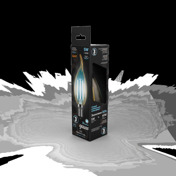 Лампа светодиодная филаментная Gauss E14 5W 4100K золотая 104801805