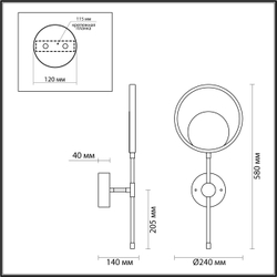 4322/15WL MIDCENT ODL22 305 металл/черный с бронзой Настенный светильник IP20 LED 15W 957Лм 3000K DENZEL