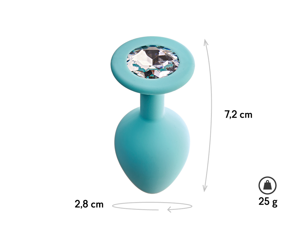Анальная пробка с кристаллом Gamma, аквамарин (S)