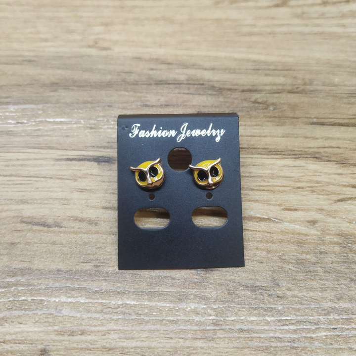 Серьги Small Совушка эмаль цветная цвет желтый металл золотистый