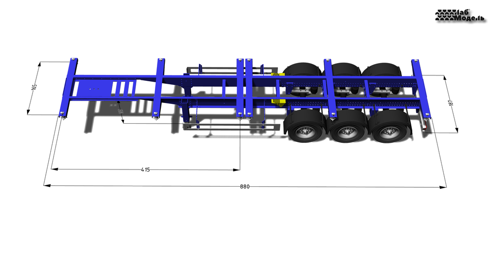 3-axle container ship "Euro" semi-trailer in  scale 1/14