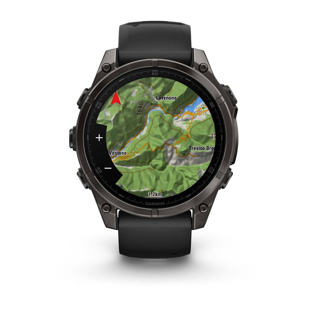 Смарт-часы Garmin Fenix 8, AMOLED Sapphire, 47 мм, угольно-черный DLC, пепельно-черный силиконовый ремешок, 010-02904-21
