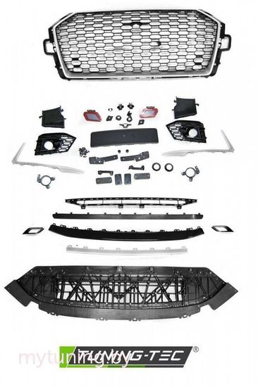 Бампер передний для Audi A4 B9 (15-18) с черной накладкой в стиле RS4