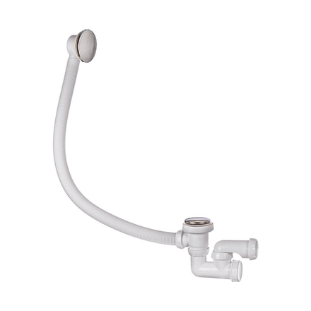 Сифон для ванн Wirquin Quick Clac, регулируемый с переливом, вентиль и клапан ABS хром, 700 мм