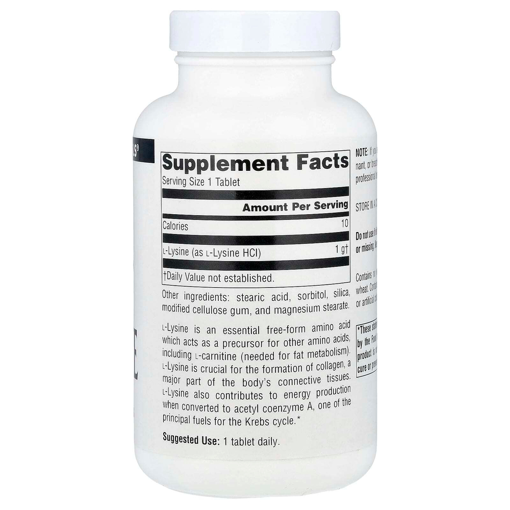 Source Naturals, L-лизин, 1000 мг, 100 таблеток