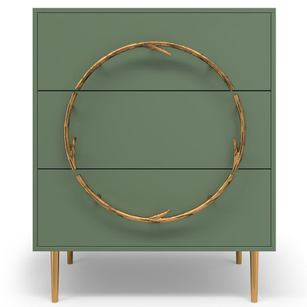 Комод Арт Колор matte Стайл Голд с 3 ящиками Зеленый нефрит матовый