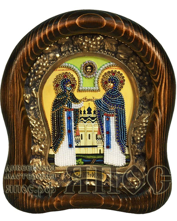 Икона Святые благоверные Петр и Феврония бисер