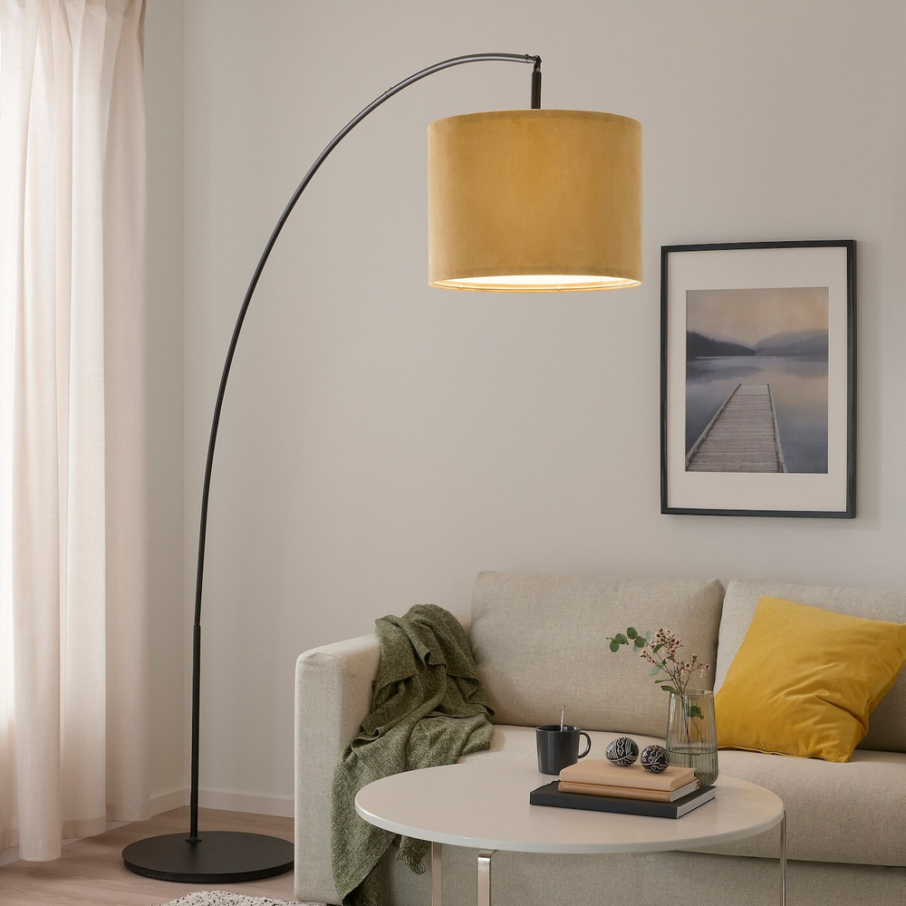 IKEA MOLNSKIKT  (ИКЕА МОЛНСКИКТ)  -  Абажур, темно-желтый бархат, 42 см