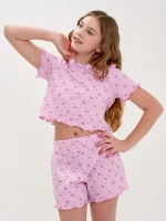 Пижама домашняя с шортами в рубчик