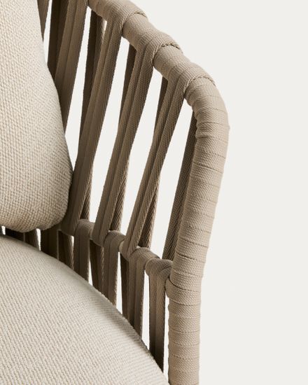 Уличное кресло Osani из алюминия цвета экрю и веревки цвета таупе