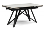 Керамический стол Woodville Вилсон 140(200)х80 белый мрамор snow white, черный, ножки черные