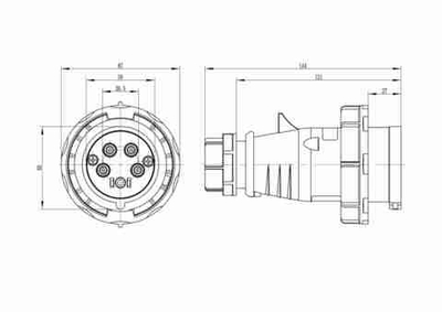 Вилка кабельная CP IP67 16A 3P+E+N 400В c фазоинвертером
