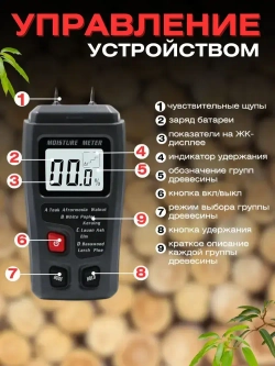 Цифровой измеритель влажности древесины - Влагомер (гигрометр, тестер, детектор влажности древесины)