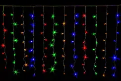 Занавес с контроллером 1.5*1 м., 220V, 100 разноцветных LED ламп, соединяемый, прозрачный провод, Winner (m.03.5T.100+)