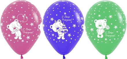 S 12" С Днем Рождения (плюшевый мишка) 30 см.