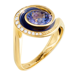 Кольцо с Танзанитом и Бриллиантами, Эмаль, R0123-3/2
