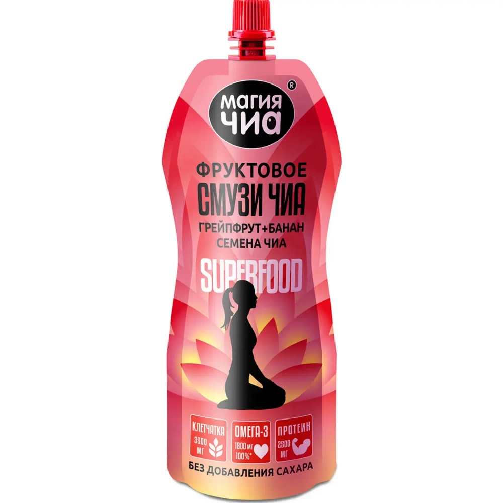Фруктовое смузи Чиа Грейпфрут+Банан МАГИЯ ЧИА, 250 г, упаковка спереди