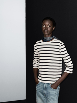 Massimo Dutti Футболка из 100% хлопка в полоску, натуральный, кремовый