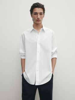 Massimo Dutti Широкая рубашка - Студия,  белый