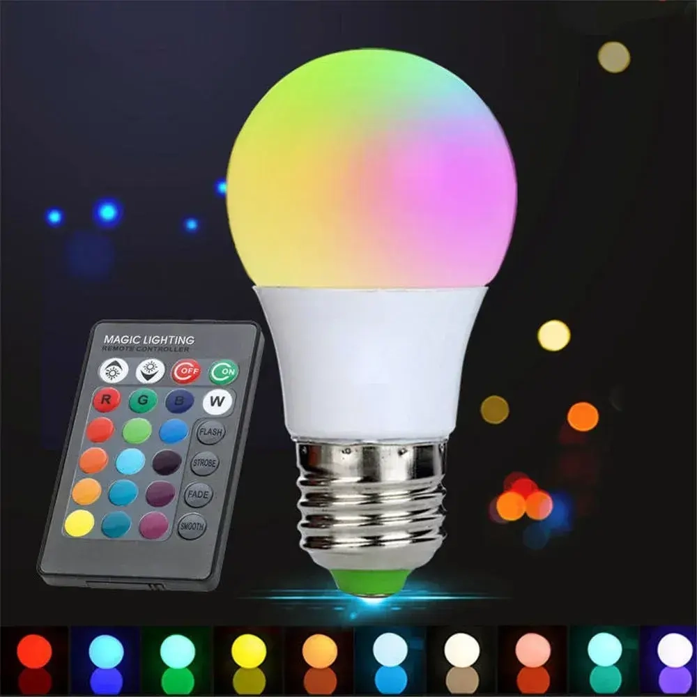 Лампочка светодиодная E27 RGB разноцветная с пультом диммируемая LTXA-60 (60mm)