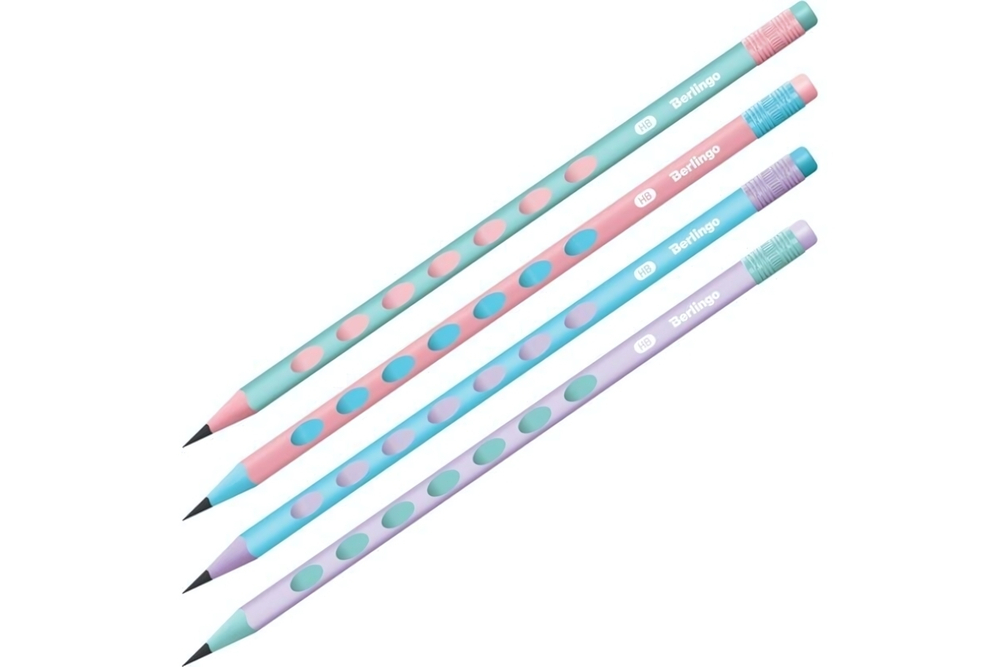 Карандаш ч/г Berlingo "Haze" HB, пластиковый, трехгранный, с выемками, заточен., с ластиком, PET-бок