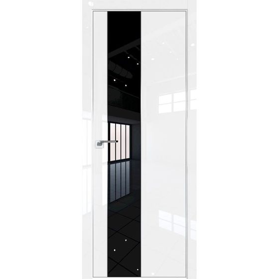 Profil Doors 19LE белый люкс со вставкой кромка серебро стекло чёрный лак