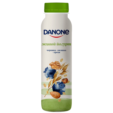 Живой йогурт Danone Черника овсянка орехи 270 гр