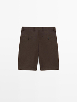 Massimo Dutti Длинные льняные бермуды, коричневый