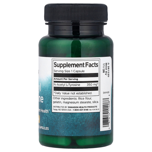 Swanson, N-ацетил L-тирозин, 350 мг, 60 капсул