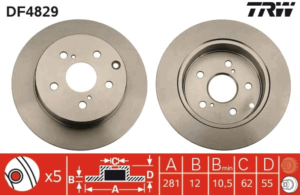 TRW - DF4829-TRW - Brake Disc