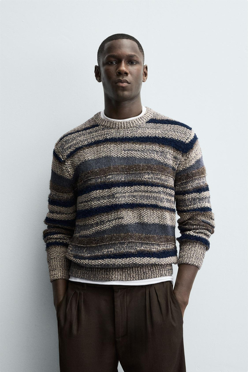 ZARA ЖАККАРДОВЫЙ СВИТЕР В ПОЛОСКУ, ПОЛОСКИ