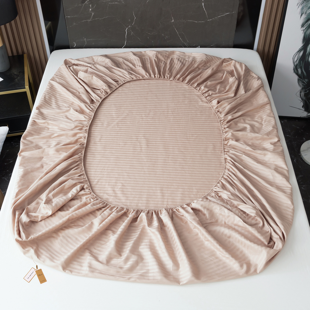 Простынь на резинке Страйп Сатин Однотонный 100% хлопок RR1CT029