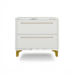 Тумба прикроватная на ножках с ящиками ROYAL 5203 эко (Мрамор Каррара-Золото-р.золото)