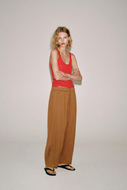 ZARA ЛЕГКИЕ БРЮКИ — ZW COLLECTION, ТАБАЧНЫЙ