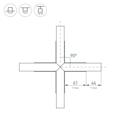 Крестовина PLS-LOCK-H25-Х90 BLACK (с экраном MAT-L) (Arlight, Металл) 031269