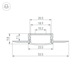 Профиль FANTOM-W20-H10-3000 ANOD (Arlight, Алюминий) 062556
