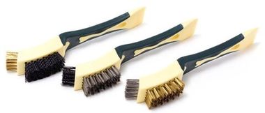 Набор щеток по металлу в пластиковом корпусе с прорез. рук-ми3пр.(скребки-35мм,материал проволоки:нерж. сталь,латунь, нейлон 5х6 и 5х3ряда)в блистере RockForce##Rock FORCE RF-340131625