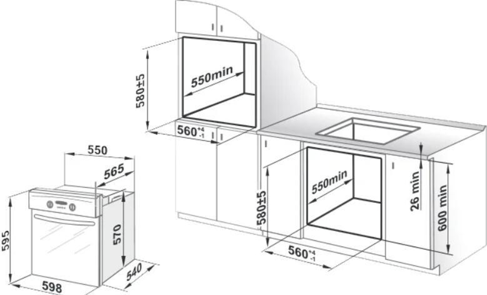 Электрический духовой шкаф GEFEST ДА 602-02 К (эмаль кор.таймер.гриль.вертел.турбо-гриль)