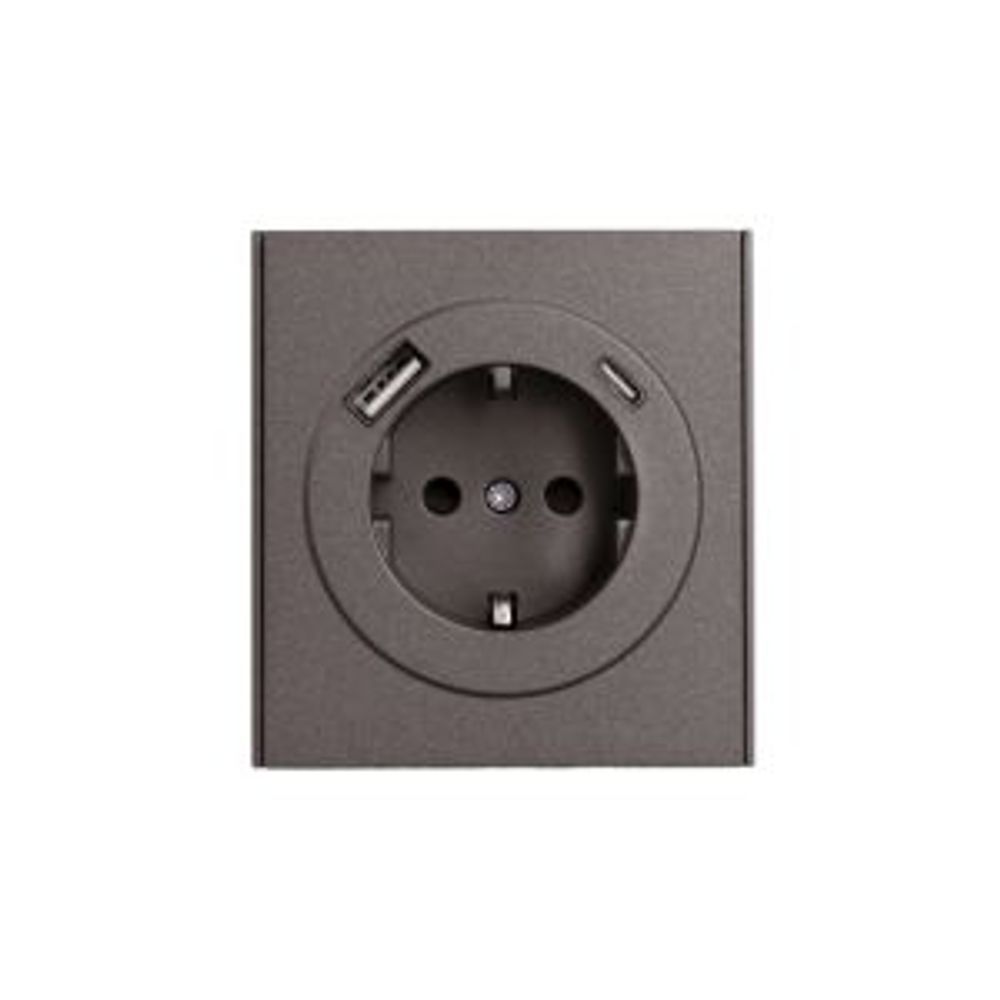 Розетка STRONG 1-ая с/з с/у з/ш 16А с USB A+C быстрой зарядки 5В/3А графит KRANZ