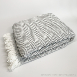 Плед вафельный 200х220, Елочка, Серый/Белый