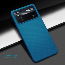 Тонкий жесткий чехол синего цвета от Nillkin для Xiaomi Poco X4 Pro 5G, серия Super Frosted Shield