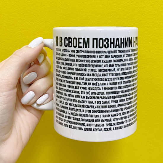 Кружка керамическая Я в своем познании настолько преисполнился, 330 мл