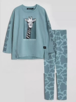 Зеленый костюм для девочки на весну с леггинсами