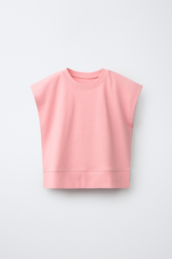ZARA ОДНОТОННАЯ ФУТБОЛКА HEAVY WEIGHT, РОЗОВЫЙ