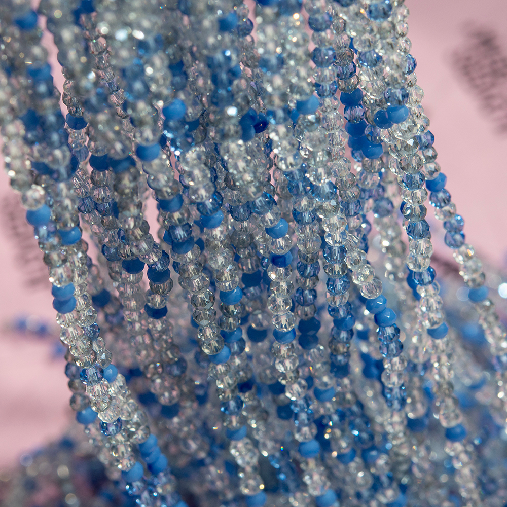 Хрустальные бусины, оттенок "Волна в Канагаве", 3*2,5мм, рондель