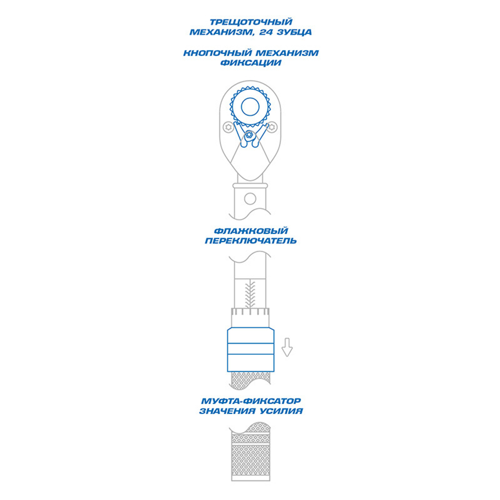 KING TONY (3436C-1DF) Динамометрический ключ серии "COMPACT", 3/8", 3-15 Нм