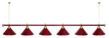 Лампа STARTBILLIARDS 6 пл. (плафоны синие,штанга синяя,фурнитура золото)