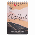 Скетчбук 142х212 мм, 120 л., гребень, крафт-бумага "DEBUT" (BRAUBERG)